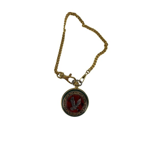 Franklin Mint Bald Eagle Wings of Freedom Heart of Glory Pocket Watch & Display - Picture 7 of 8